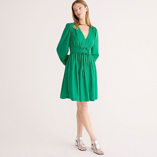 V-neck cotton poplin mini dress | J.Crew US