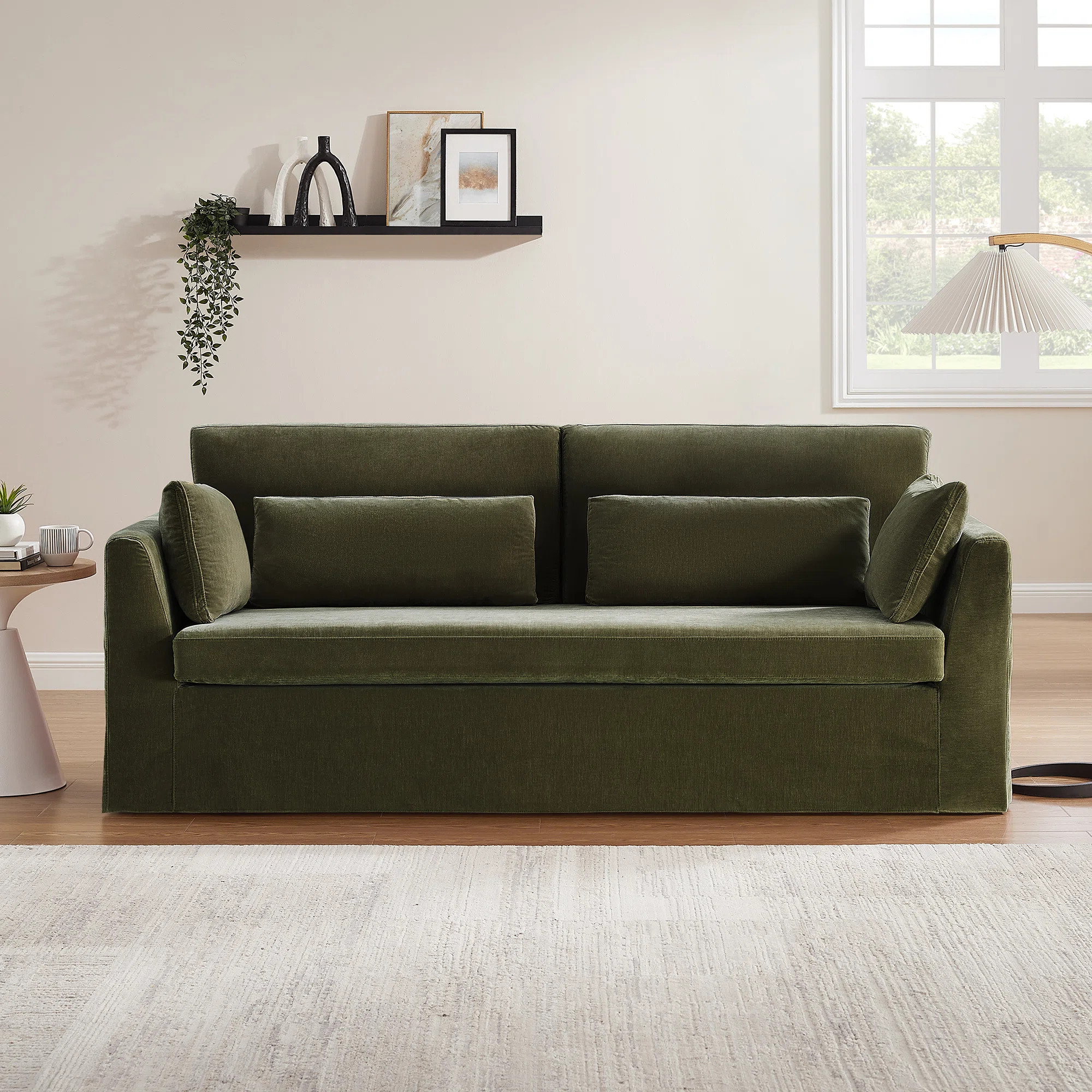 84.6" Aigar Laura Minimore Modern Sofa With Slipcover | Wayfair North America