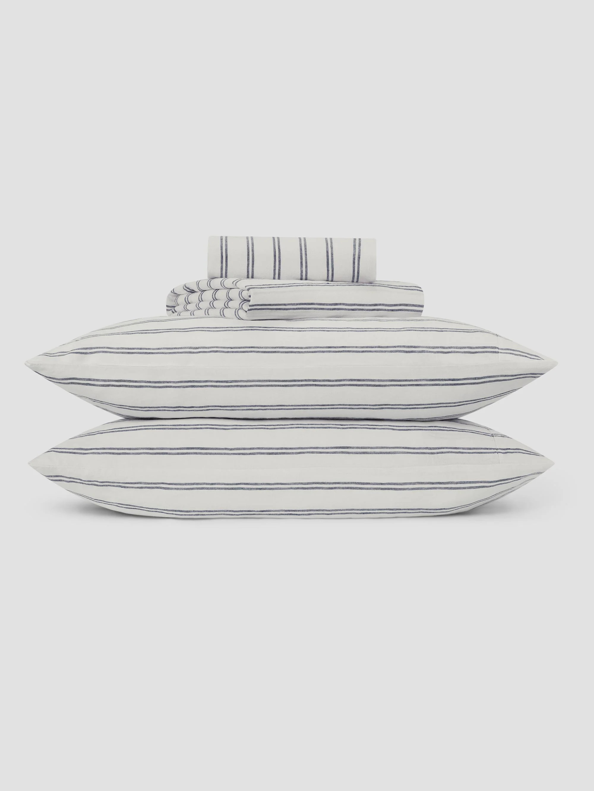 Ivory Kemptown Stripe Linen Blend Sheet Set | Piglet