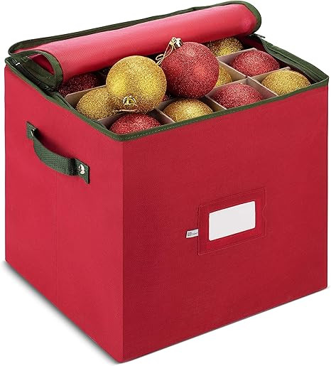 ZOBER Christmas Ornament Storage Box with Zippered Closure - Protect & Keeps Safe Up to 64 Holida... | Amazon (US)