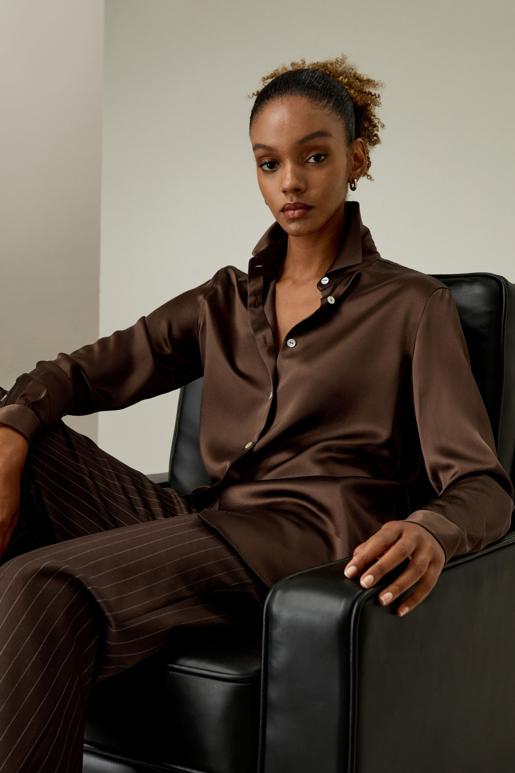 Spread Collar Silk Shirt | LilySilk