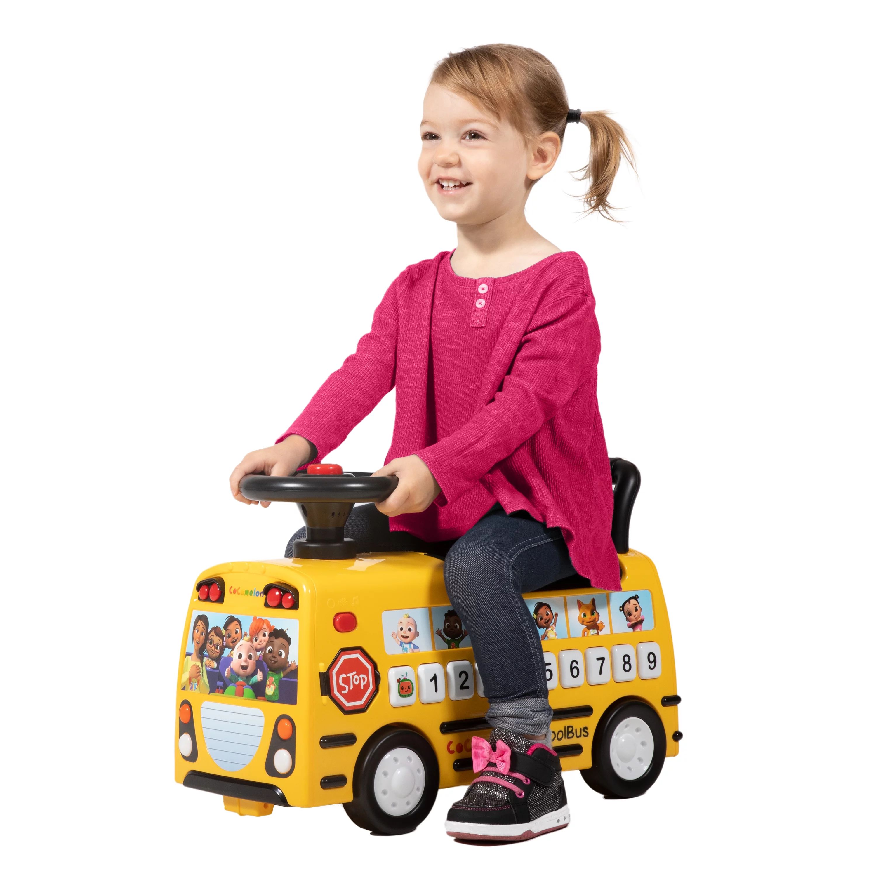 Spark. Create. Imagine. CoComelon School Bus Ride-on with Letters, Numbers, & Music - Walmart.com | Walmart (US)