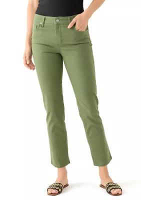 Crown & Ivy Women's Colored Straight Jeans, Green, 10 | Belk