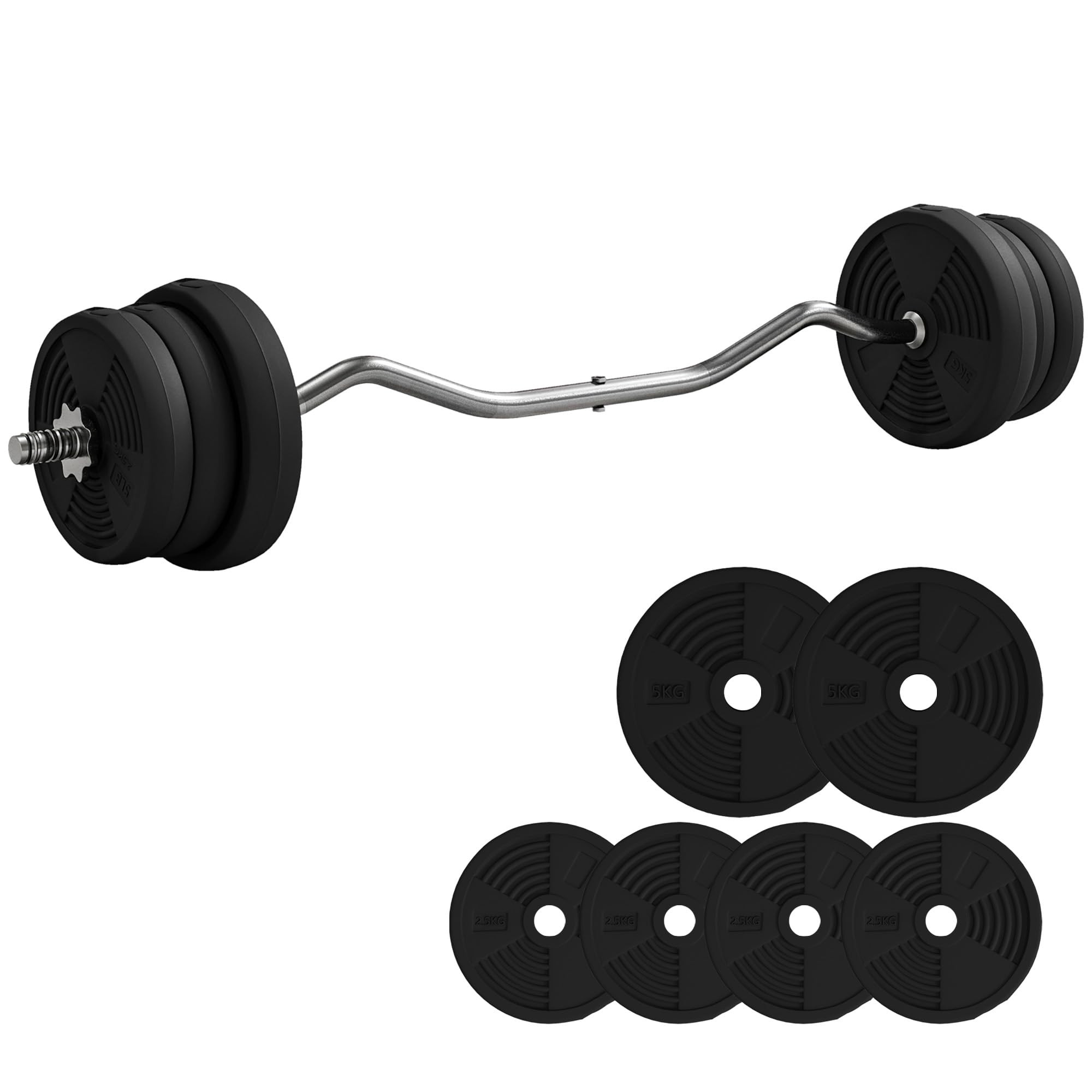 SPORTNOW 25kg Barbell Weights Set, Adjustable Gym Weights up to 80kg with 4ft Curl Bar and Non-sl... | Amazon (UK)