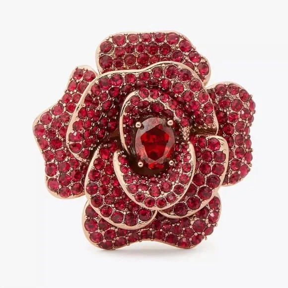 NWT Kate Spade ♠️ SCARLET BLOOMS 12-K Rose Gold Plated Red CZ Crystals Ring | Poshmark
