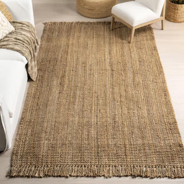 Natural Chunky Jute Tasseled 9' 6" x 12' 6" Area Rug | Rugs USA