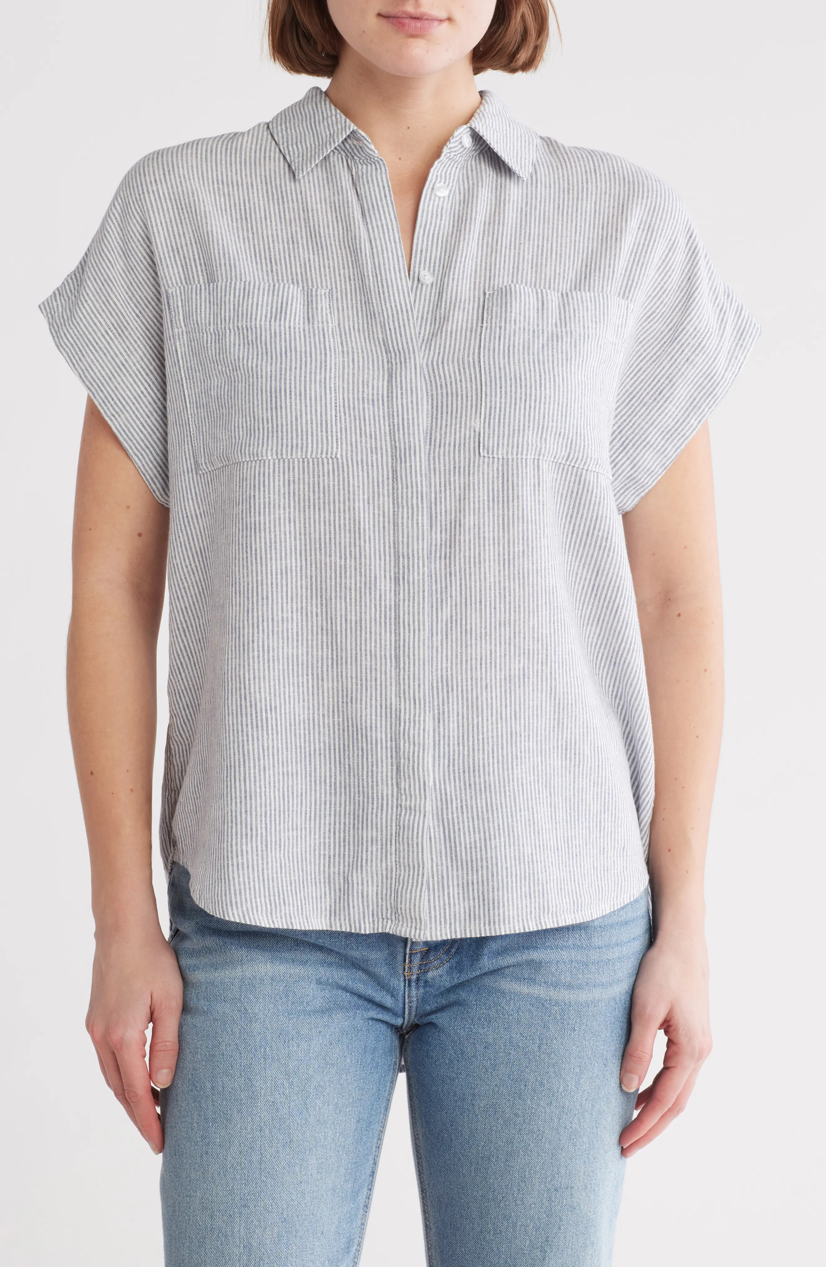 Oversize Stripe Short Sleeve Button-Up Shirt (Women) | Nordstromrack | Nordstrom Rack