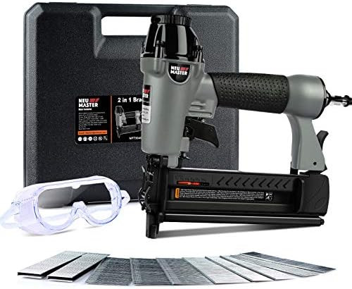 Pneumatic Brad Nailer, NEU MASTER 2 in 1 Nail Gun Staple Gun Fires 18 Gauge 2 Inch Brad Nails and... | Amazon (US)