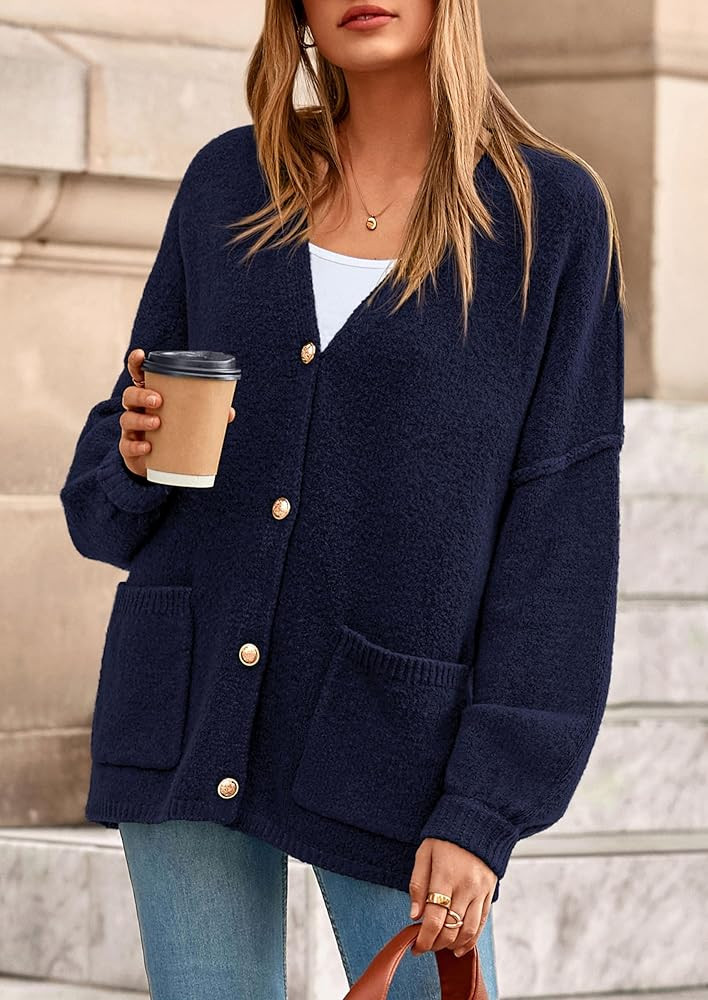 PRETTYGARDEN Fall Chunky Cardigan Sweaters for Women 2026 Button Long Lantern Sleeve Knit Oversiz... | Amazon (US)