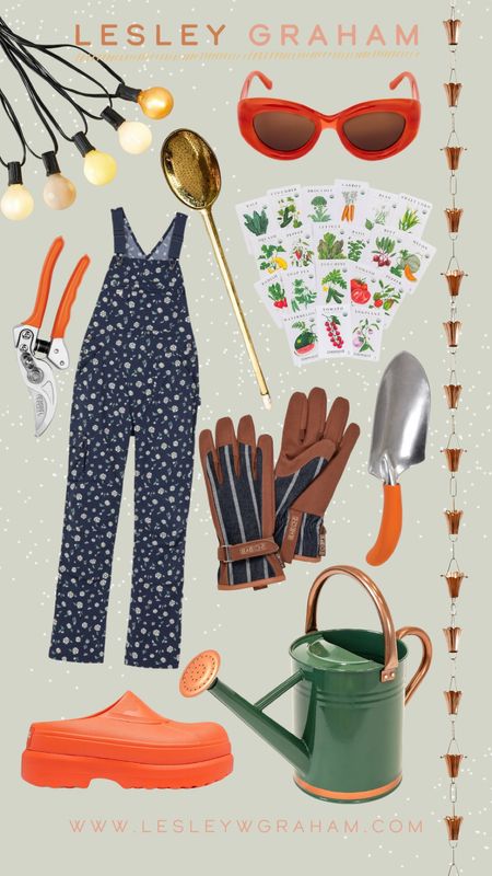 Garden finds. My favorite overalls. Organic seeds. Copper rain chain. Garden clippers. Blister free trowel. Watering can. Cutest garden clogs. Garden string lights. 

#LTKGiftGuide #LTKhome #LTKSeasonal