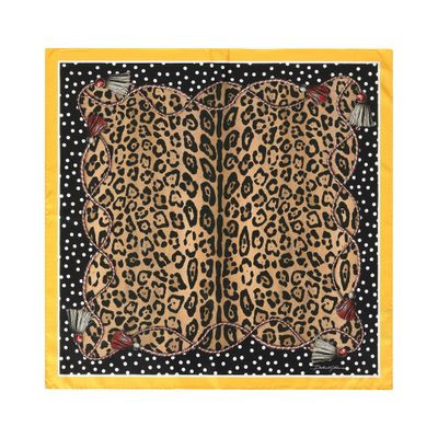Leopard-print twill scarf (90 x 90) | 24S US