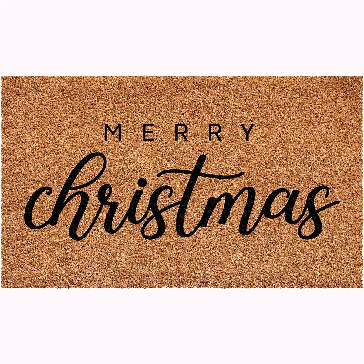 HomeRoots 17" X 29" Natural and Black Coir Merry Christmas Outdoor Christmas Door Mat | Target