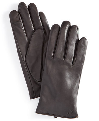 Leather Cashmere Blend Lined Basic Tech Tip Gloves | Macy's