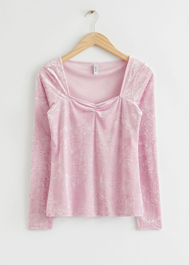 Velvet Sweetheart Ruched Top | & Other Stories US
