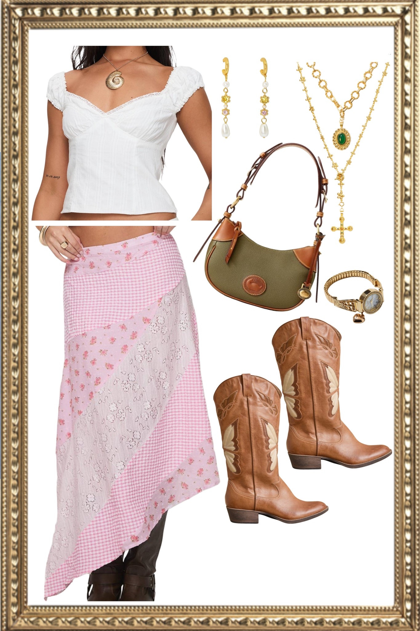 Pink and white everyday causal spring look. Patchwork maxi floral skirt is from Princess Polly along with the princess style top perfect for spring. Paired with gold accessories and a touch of green from the purse and necklace. 


#LTKSeasonal #LTKFindsUnder50 #LTKStyleTip