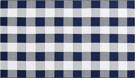 EARTHALL Buffalo Plaid Outdoor Rug 35.4x59 Inches Cotton Hand-Woven Checkered Front Door Mat, Was... | Amazon (US)