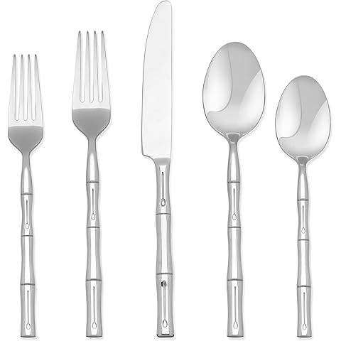 FORTESSA Royal Pacific 18/10 Stainless Steel Flatware, 5 Piece Place Setting With Table Knife, Fo... | Amazon (US)