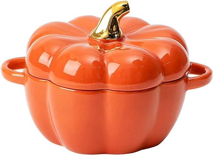 Dutch Oven Pot with Lid, Pumpkin Pottery Dessert Saucepan, Mini Baking Dish Cute Pumpkin Bowl, Co... | Amazon (US)