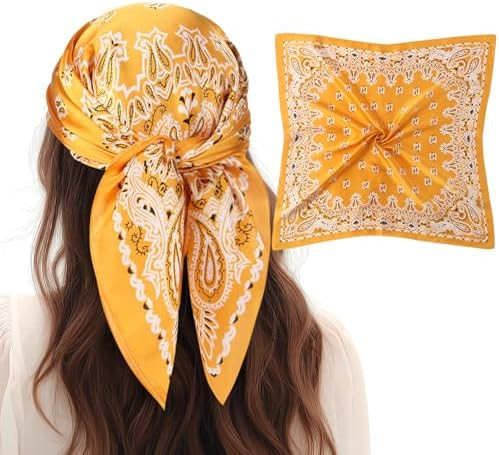 1 Pcs 27.5 Inches Satin Head Scarf Silk Like Stain Bandana Sleeping Hair Wrap Hair Scarf for Wome... | Amazon (US)