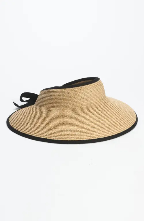 Helen Kaminski Mita Packable Raffia Visor in Natural/midnight at Nordstrom | Nordstrom