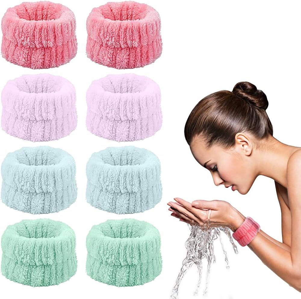 Gosuoa 8 Pcs Spa Face Washing Wristbands, Wrist Washband Microfiber Wristbands for Washing Face, ... | Amazon (US)