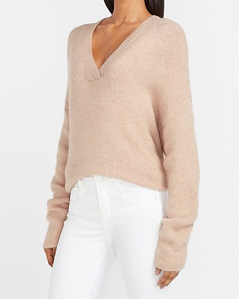 Slouchy V-Neck Tunic Sweater | Express