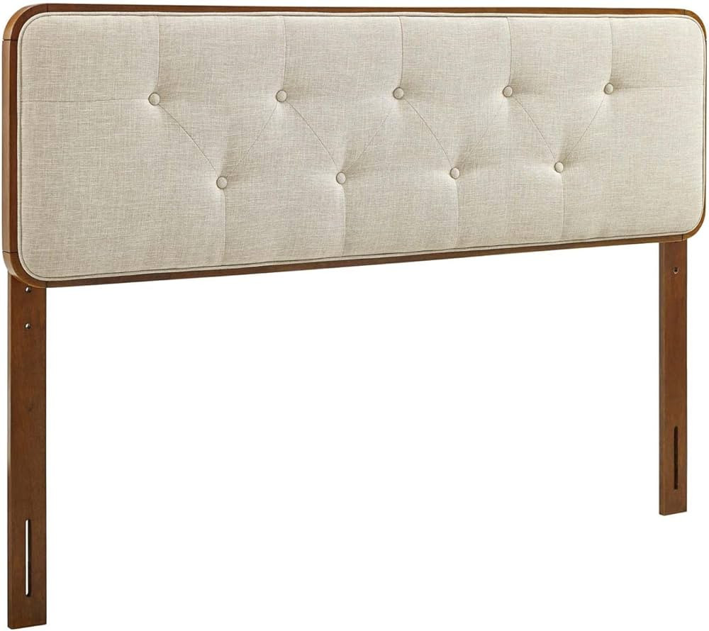 Modway Collins Tufted Twin Fabric and Wood Headboard, Walnut Beige | Amazon (US)
