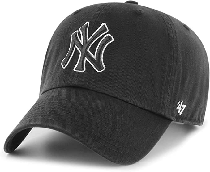 '47 York Yankees Clean Up Dad Hat Cap Black/White Outline | Amazon (US)