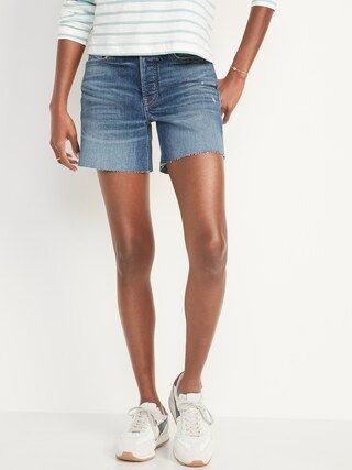 High-Waisted Button-Fly O.G. Straight Cut-Off Jean Shorts for Women -- 5-inch inseam$15.99$39.996... | Old Navy (US)