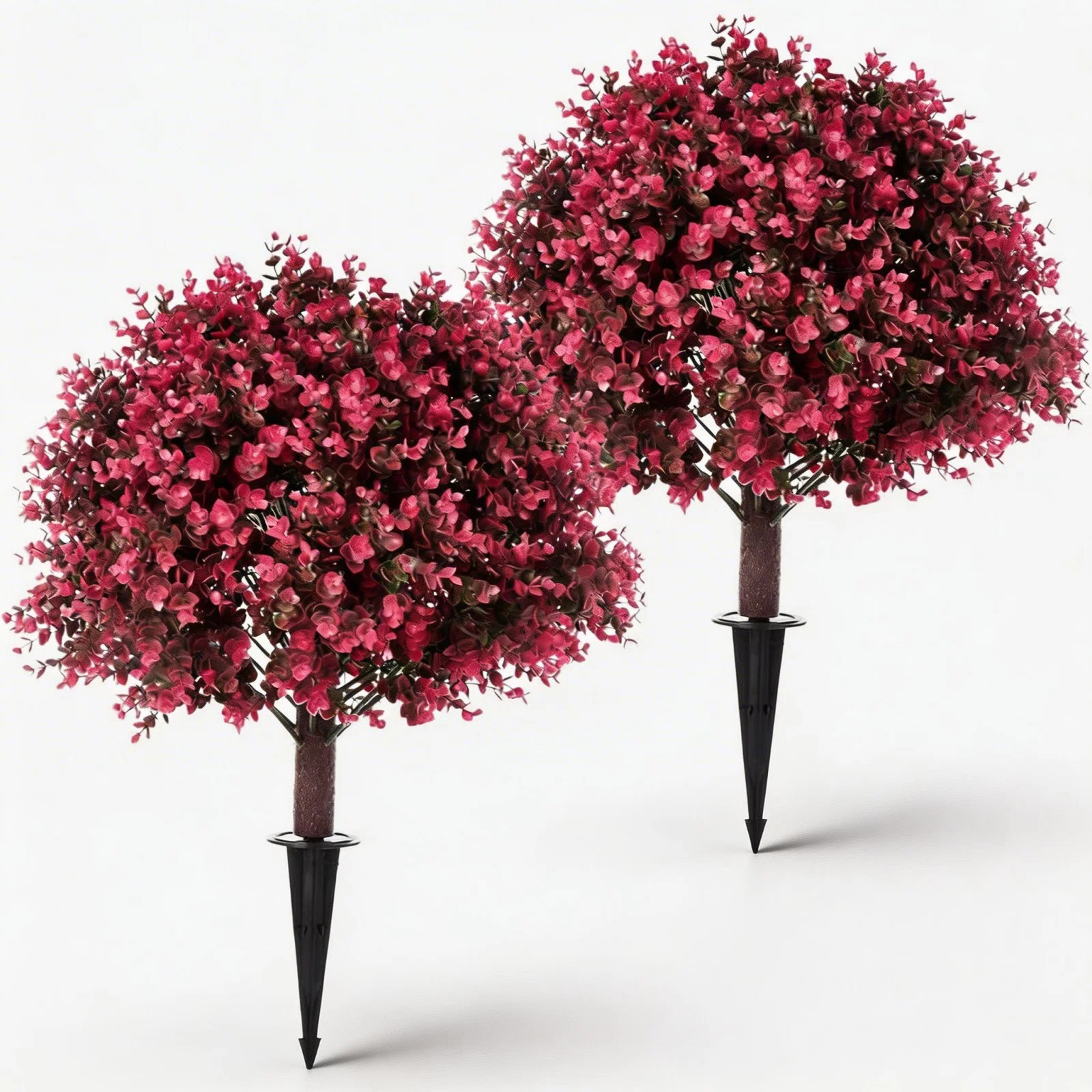 2-Pack 24-Inch Artificial Eucalyptus Shrub with Ground Stakes, UV-Resistant Faux Plant for Indoor Outdoor Planters and Garden Decor, Green | Wayfair North America