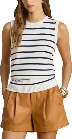 Stripe Sleeveless Combed Cotton Sweater | Nordstrom