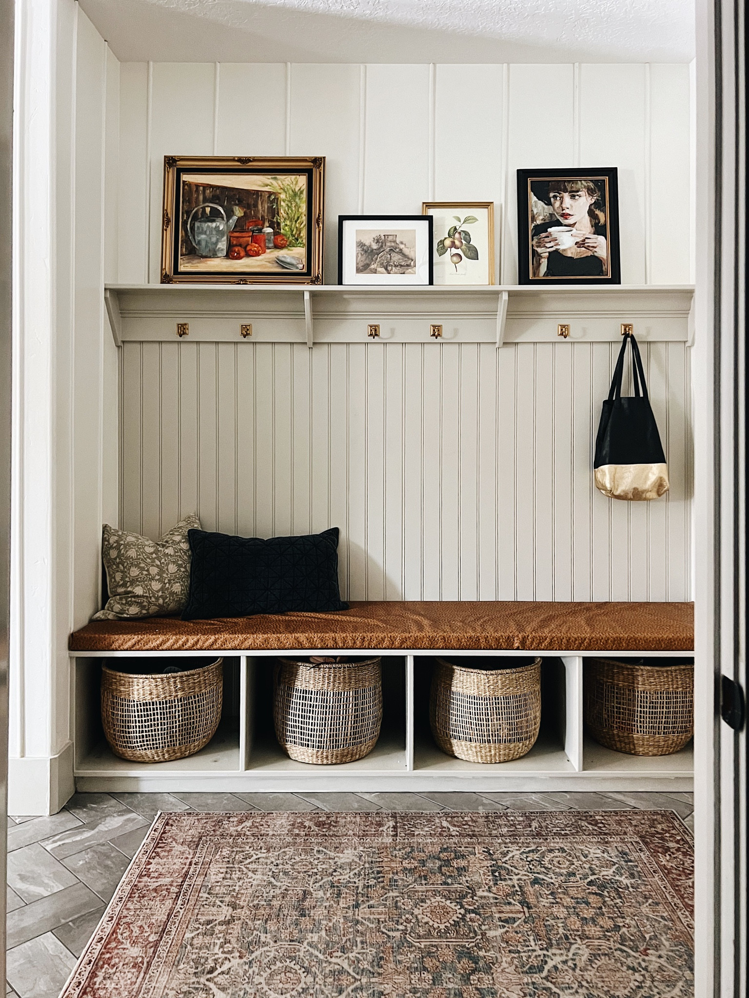 Mudroom links!

Art frames, Loloi rug, baskets, pillows, porcelain tile flooring, half round rods, diy 

#LTKunder50 #LTKhome