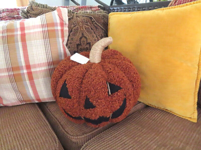 Pottery Barn Halloween Jack O Lantern Pumpkin Pillow~COZY SHERPA - Brand New | eBay US