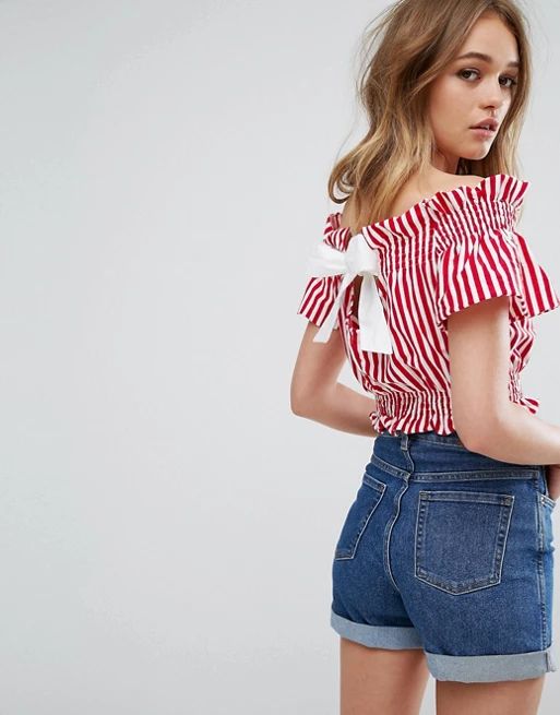 Pull&Bear Stripe Bow Back Detail Crop TopOut of stock :-(MORE FROM: | ASOS US