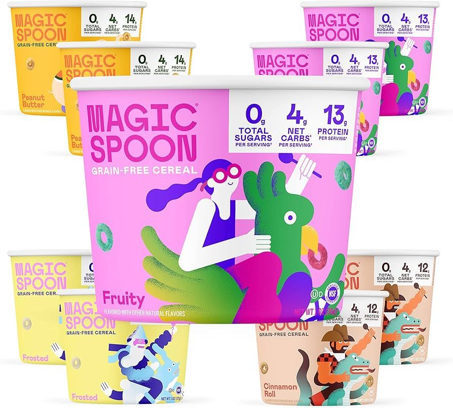 Magic Spoon Cereal, Variety 8-Pack Single Serve Cups - Keto & Low Carb Lifestyles, Gluten & Grain... | Amazon (US)