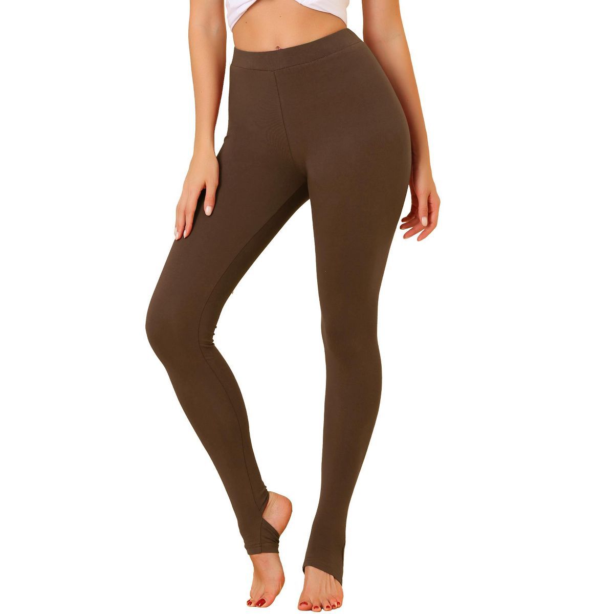 Allegra K Women's Elastic Waistband Soft Gym Yoga Cotton Stirrup Pants Leggings | Target