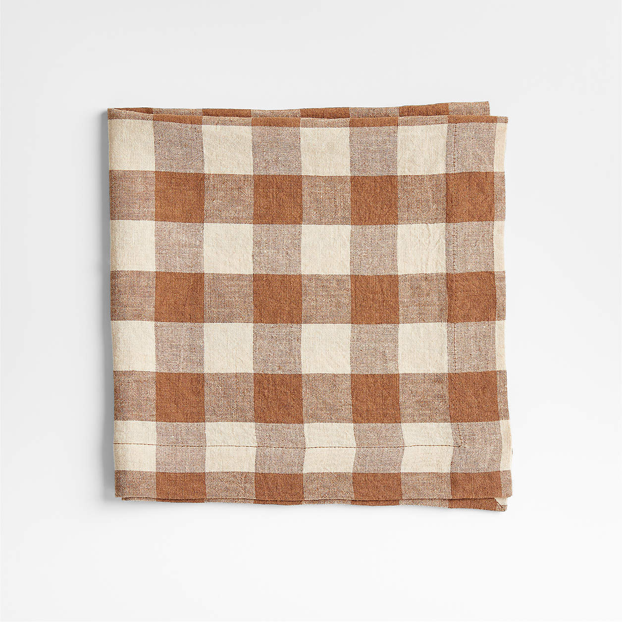 Marin Walnut Brown EUROPEAN FLAX -Certified Linen Buffalo Check Napkin + Reviews | Crate & Barrel | Crate & Barrel
