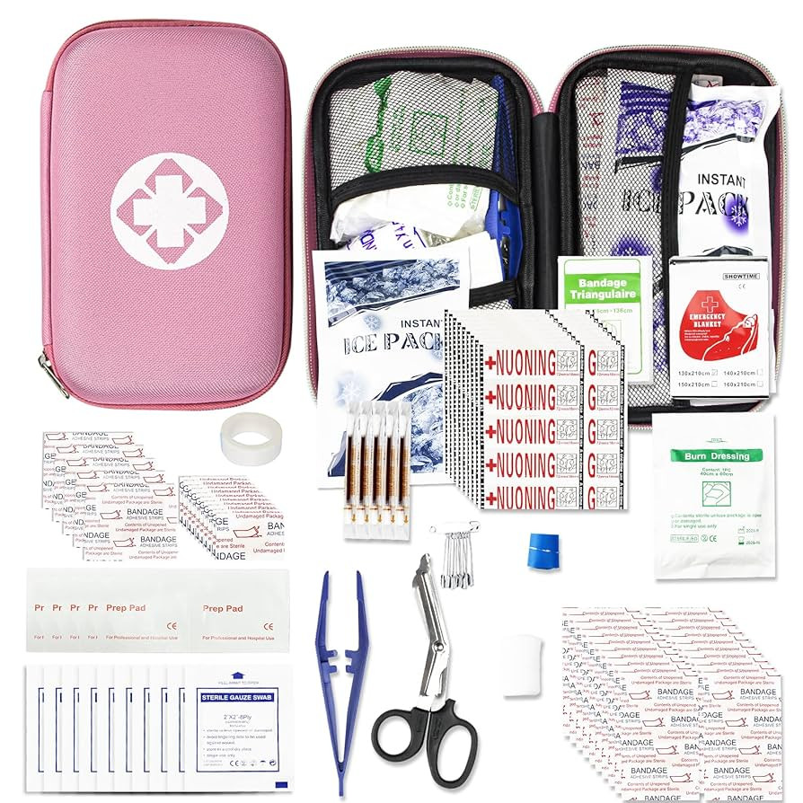 Car-Home Survival First-Aid Kit Emergency-Kit - Pink 273Piece Equipment Travel Supplies First Aid... | Amazon (US)