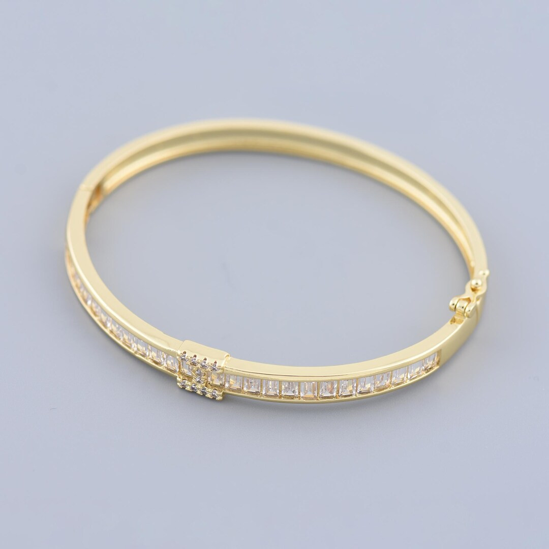 Dainty Charms,stacking Bangle,18k Gold Filled Openable Bangle, Gold Bangle, Micropavé CZ Round B... | Etsy (US)