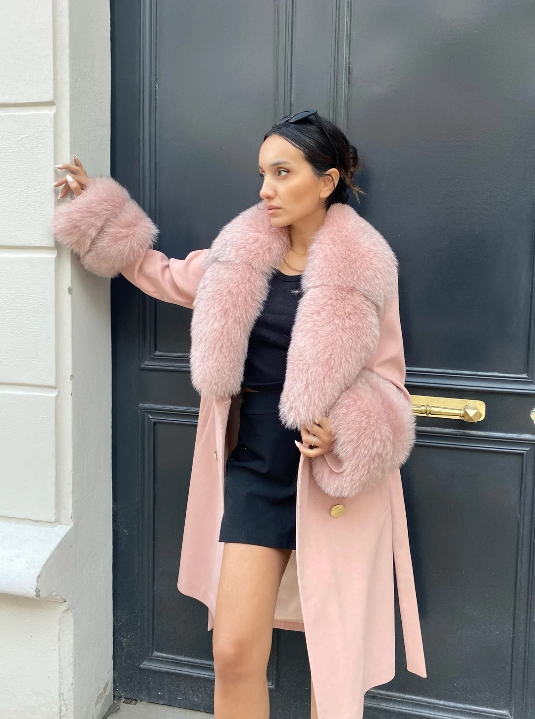 Coat Women, Cashmere Winter Coat With Real Fox Fur, Removable Furs Coat, Soft Pink Wool Long Coat... | Etsy (CAD)