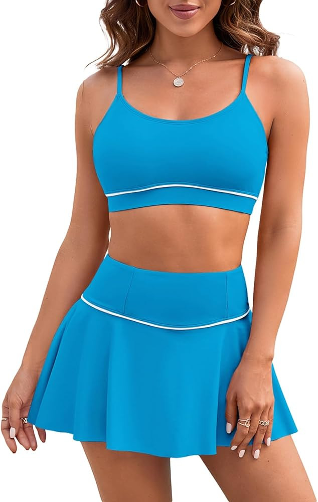 Pink Queen 2026 High Waisted Bikini Set for Women 2 Piece Swimsuits Scoop Neck Spaghetti Straps S... | Amazon (US)