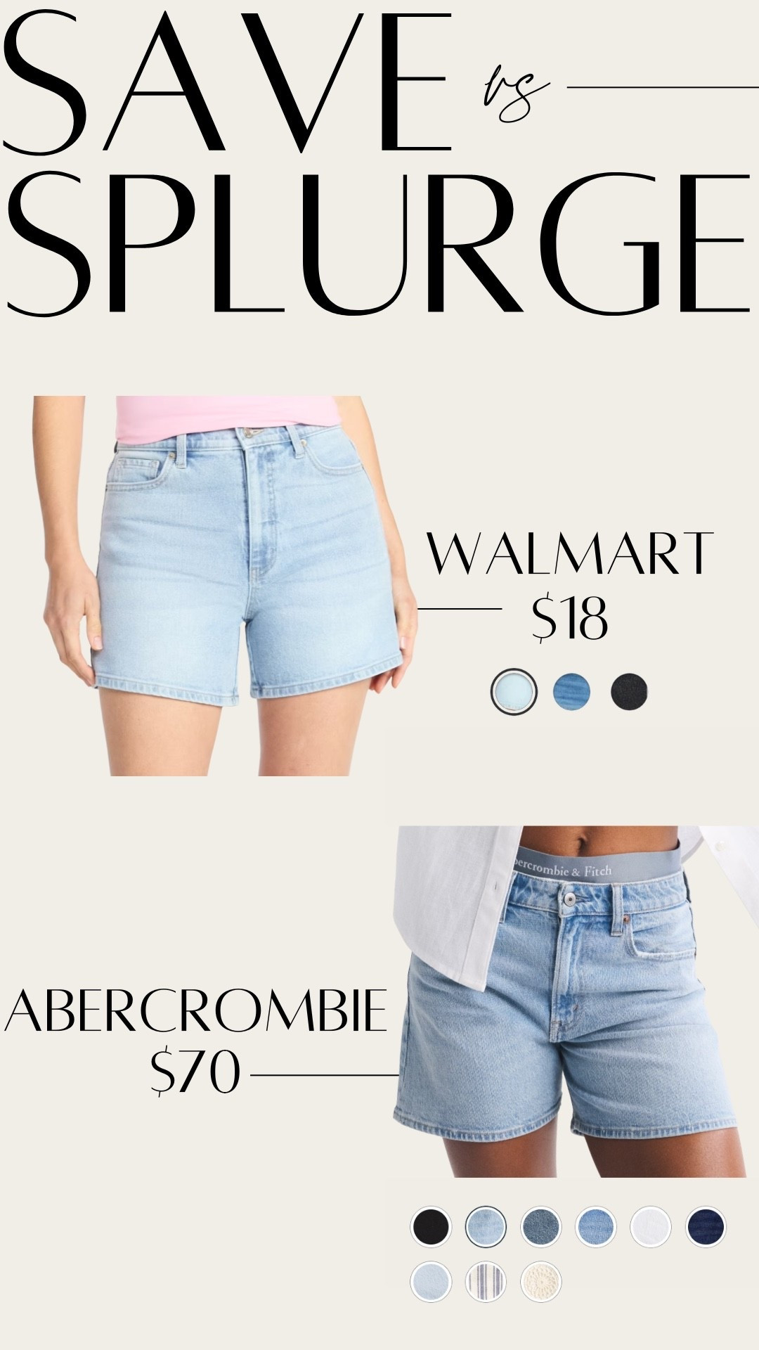Save vs Splurge! Found the best look for less of my fav Abercrombie dad shorts for only $18!! They come in 3 washes and are fully stocked

#LTKootd