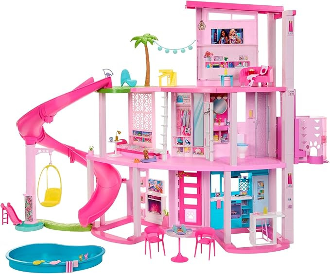 Barbie Dreamhouse, Pool Party Doll House with 75+ Pieces and 3-Story Slide, House Playset, Pet El... | Amazon (US)