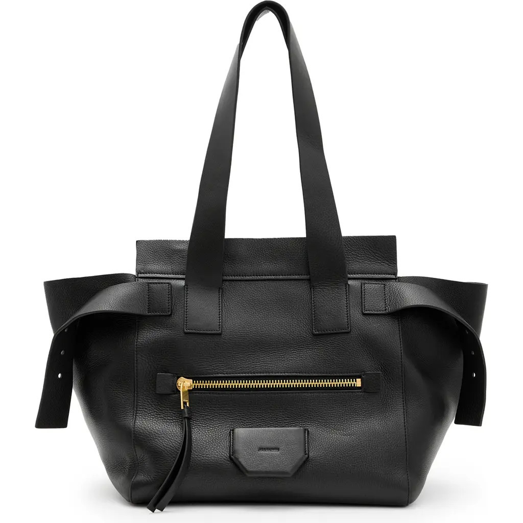 AllSaints Perez Leather Shoulder Tote in Black at Nordstrom | Nordstrom