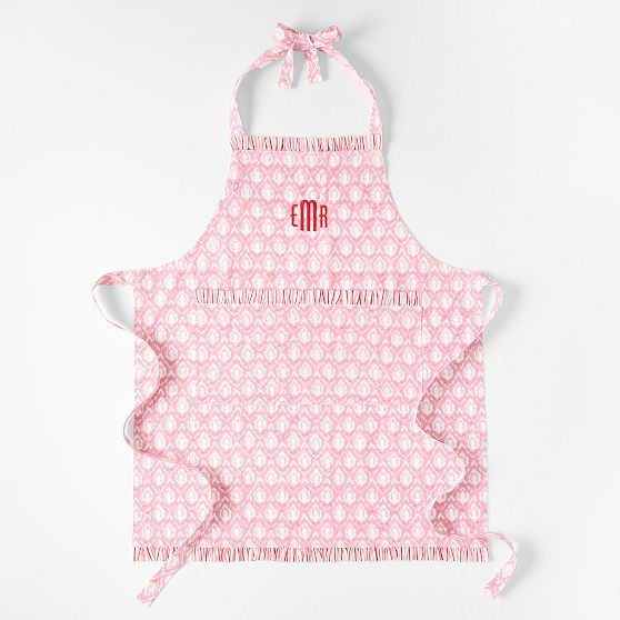 Block Print Ruffle Apron, Pink | Mark and Graham