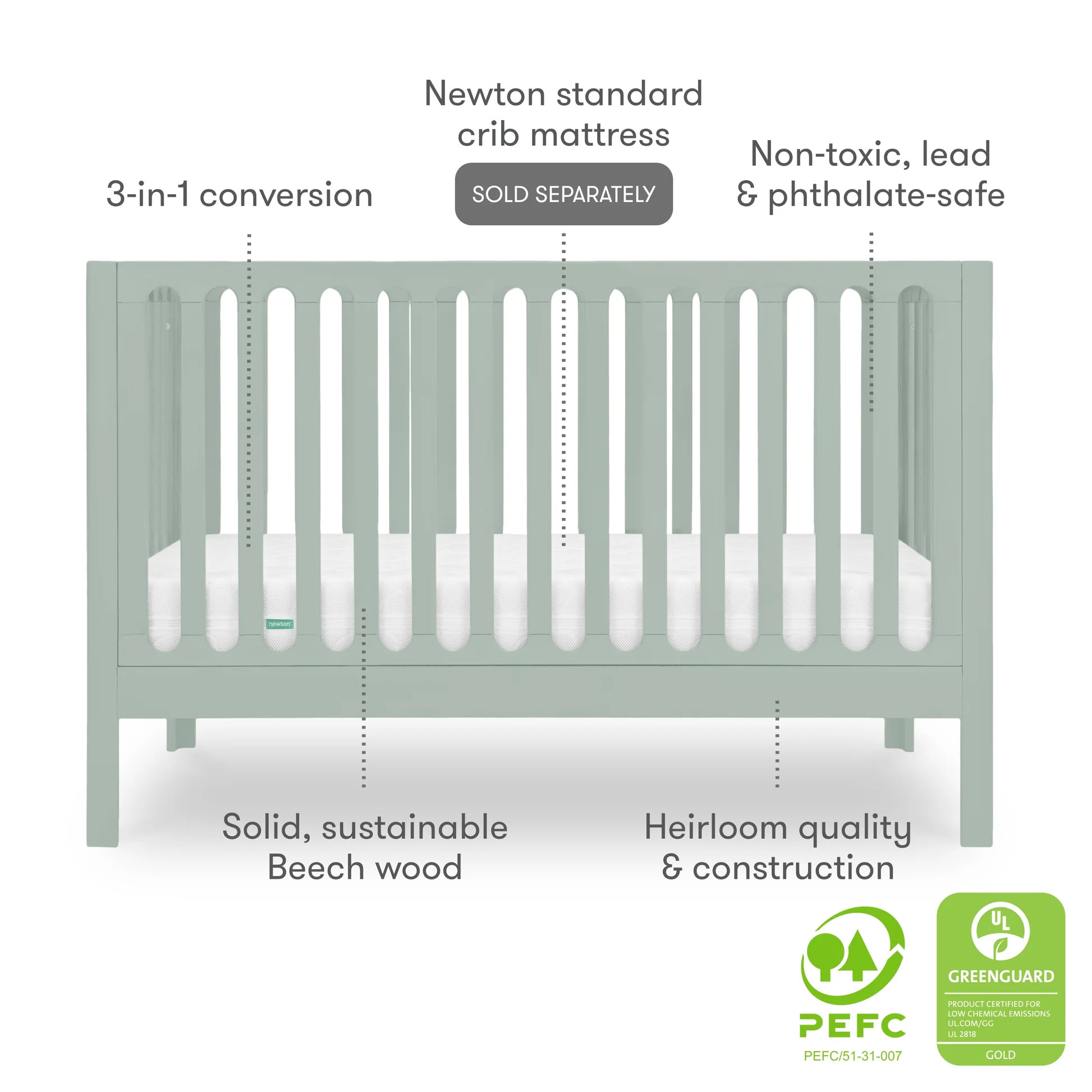 Newton Galileo Convertible Crib | Newton Baby | Newton Baby, Inc.