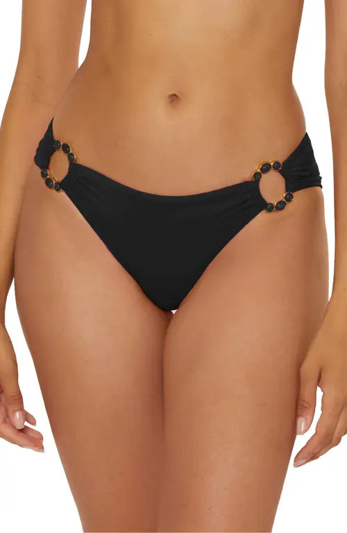 Becca Marble Canyon Ring Hipster Bikini Bottoms in Black at Nordstrom, Size Medium | Nordstrom