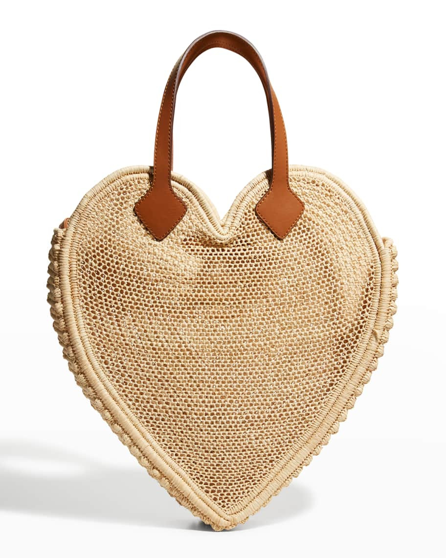 POOLSIDE The Heart Beat Faster Large Straw Tote Bag | Neiman Marcus