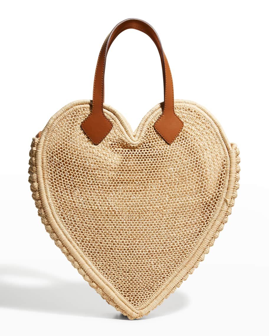 POOLSIDE The Heart Beat Faster Large Straw Tote Bag | Neiman Marcus
