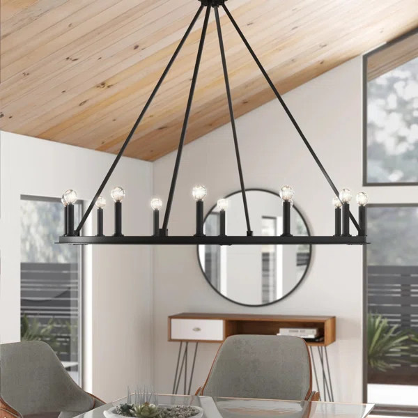 Shayla 12 - Light Candle Style Wagon Wheel Chandelier | Wayfair North America